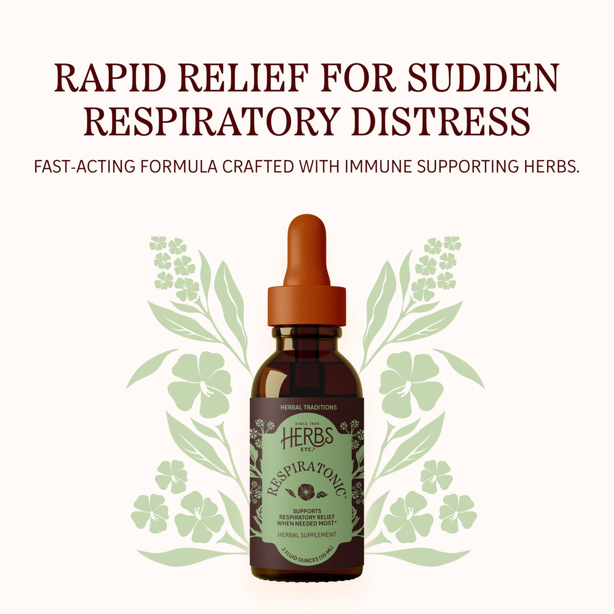 Herbs Etc. Respiratonic Extrait Liquide 60 ml, flacon ouvert avec goutteur
