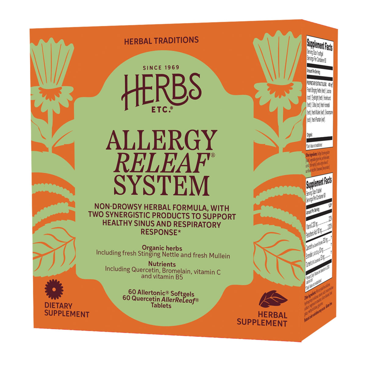 Herbs Etc. Système Allergy ReLeaf, 120 comprimés, vue de face