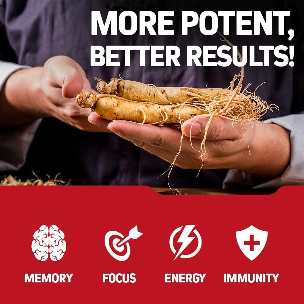 Herbtonics Ginseng Rouge Coréen 1500mg 120 Capsules Végétaliennes côté