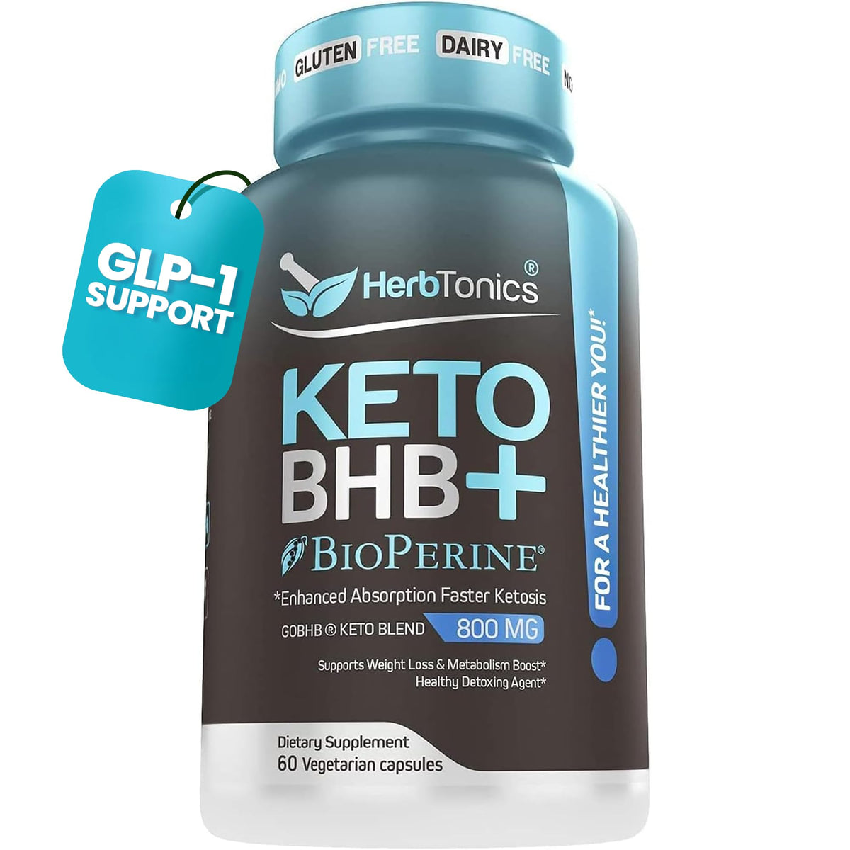 Herbtonics Keto BHB+ BioPerine 60 capsules vue de face