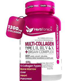 Herbtonics Multi Collagen 90 capsules, vue avant avec étiquette