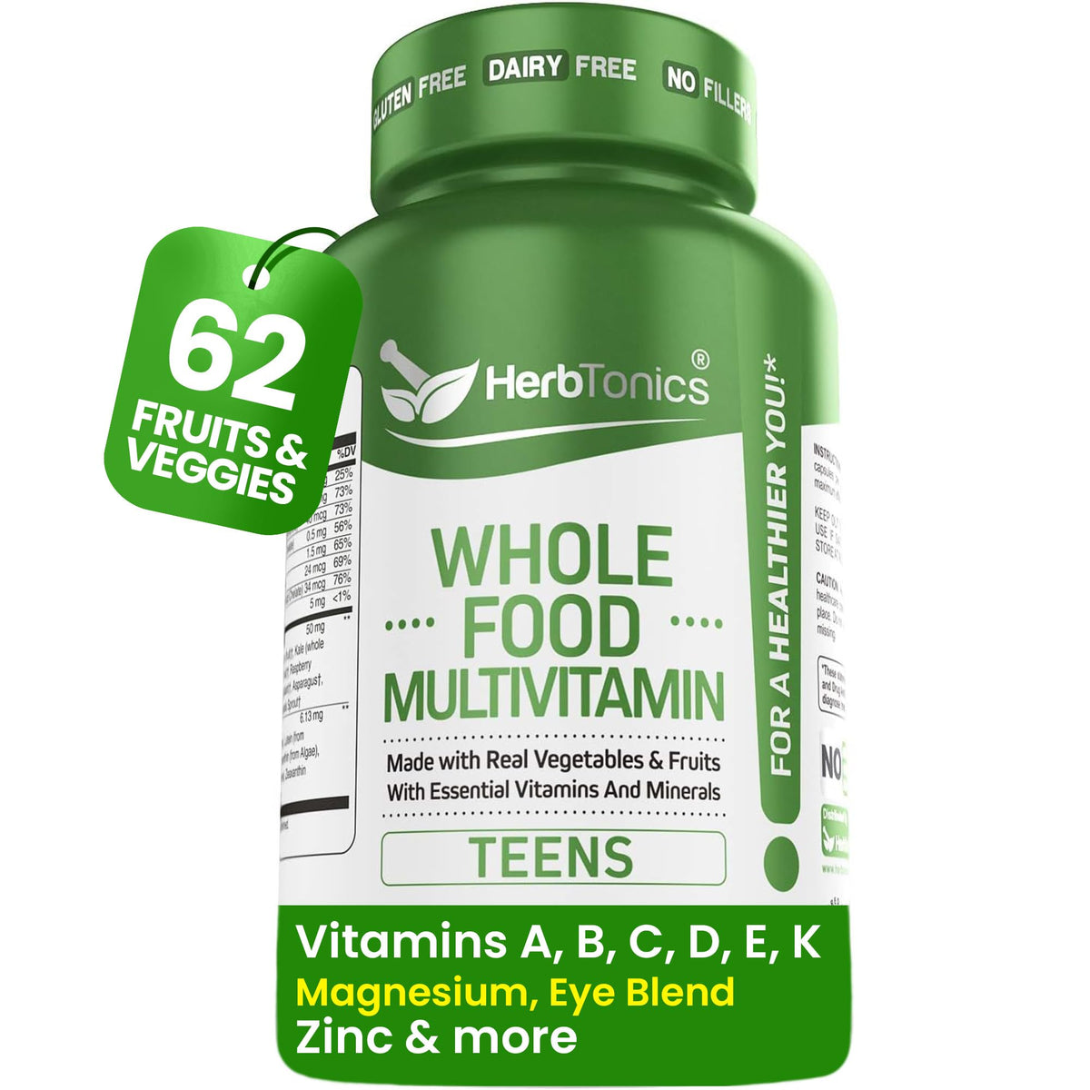 Herbtonics Vitamines Multivitamines Complètes pour Adolescents 60 Capsules vue de face