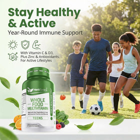 Herbtonics Vitamines Multivitamines Complètes pour Adolescents 60 Capsules avec un verre d'eau