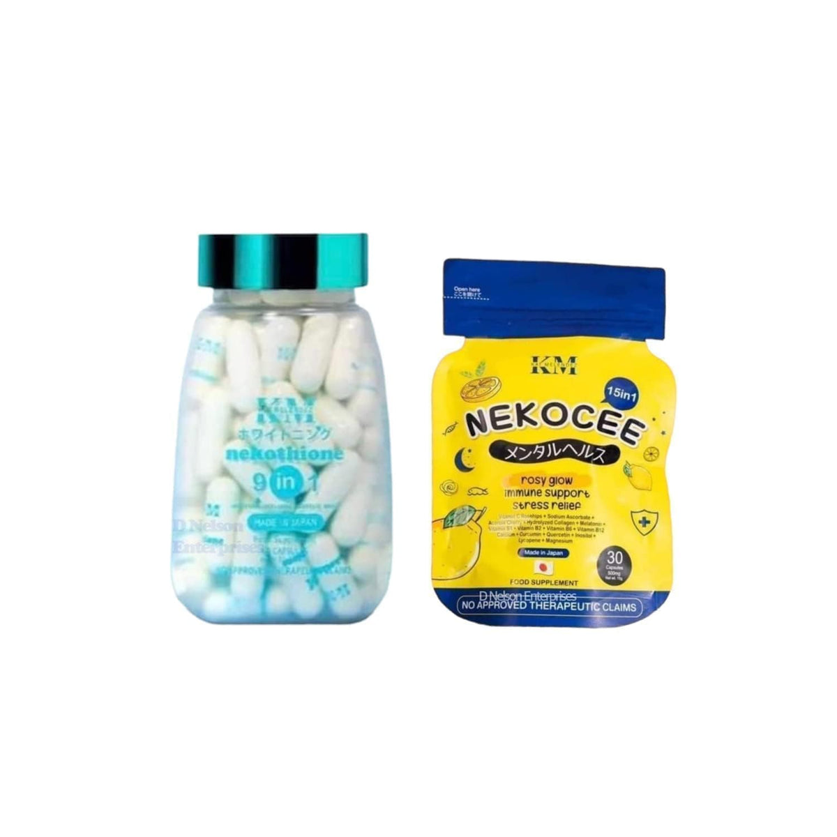 HerSkin Nekothione Glutathione 60 capsules et Nekocee 30 capsules vue de face