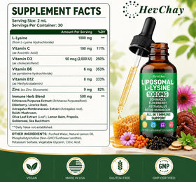 HevChay L-Lysine Liquide 1000mg gouttes avec dosage