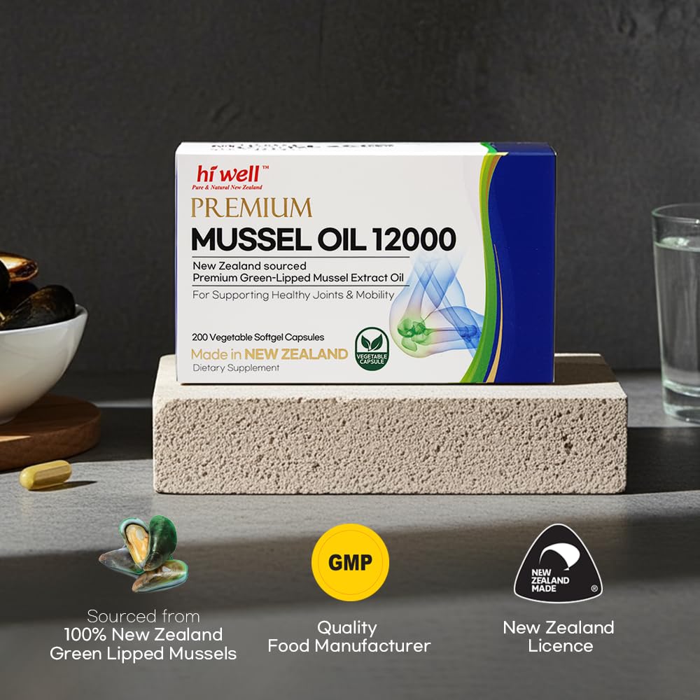 HI WELL Huile de Moules à Lèvres Vertes de Nouvelle-Zélande boîte et capsules