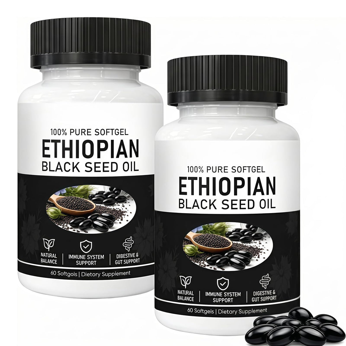 HIDLY Capsules d'Huile de Graines Noires 90 Softgels vue avant