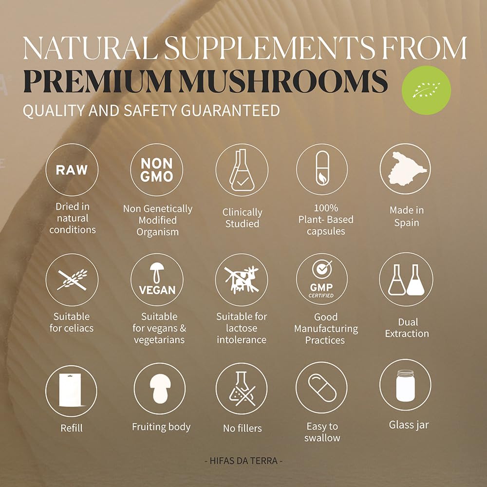 HIFAS DA TERRA Mico-Leo capsules de champignon hérisson sur une main
