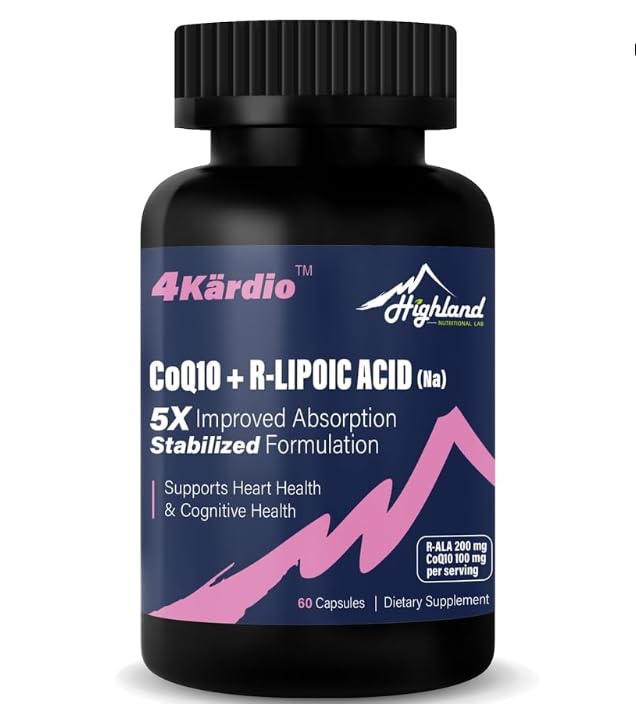 Highland Nutritional Lab CoQ10 100mg Acide R-Lipoïque 200mg capsule front view