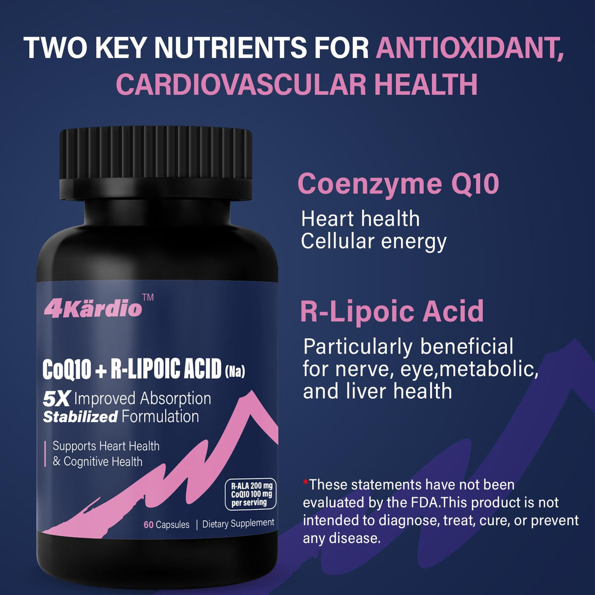 Highland Nutritional Lab CoQ10 100mg Acide R-Lipoïque 200mg supplement with measuring spoon