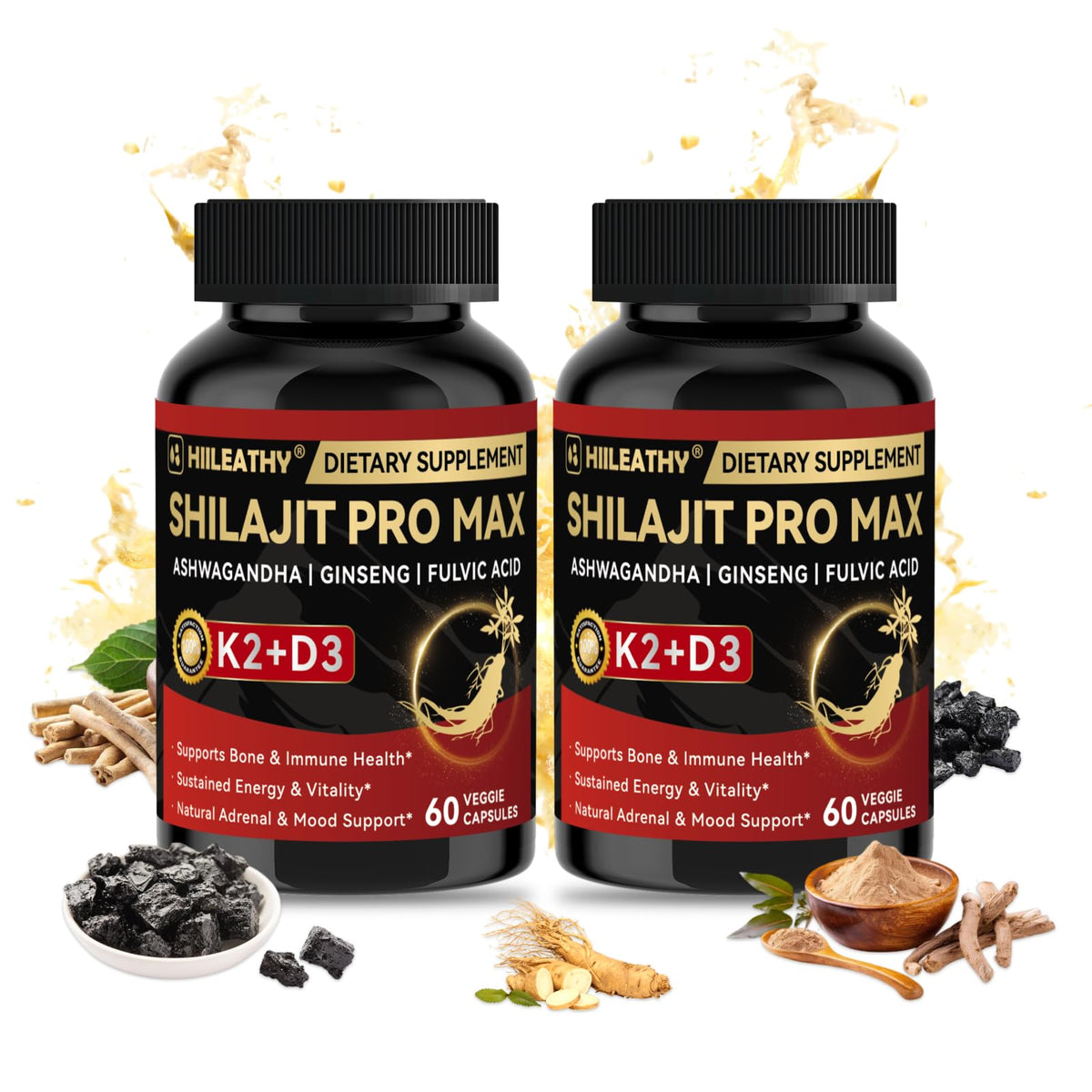 HIILEATHY Shilajit 60 capsules vue de face