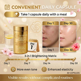 Hikari Aurum Glutathione Capsule présentation des capsules