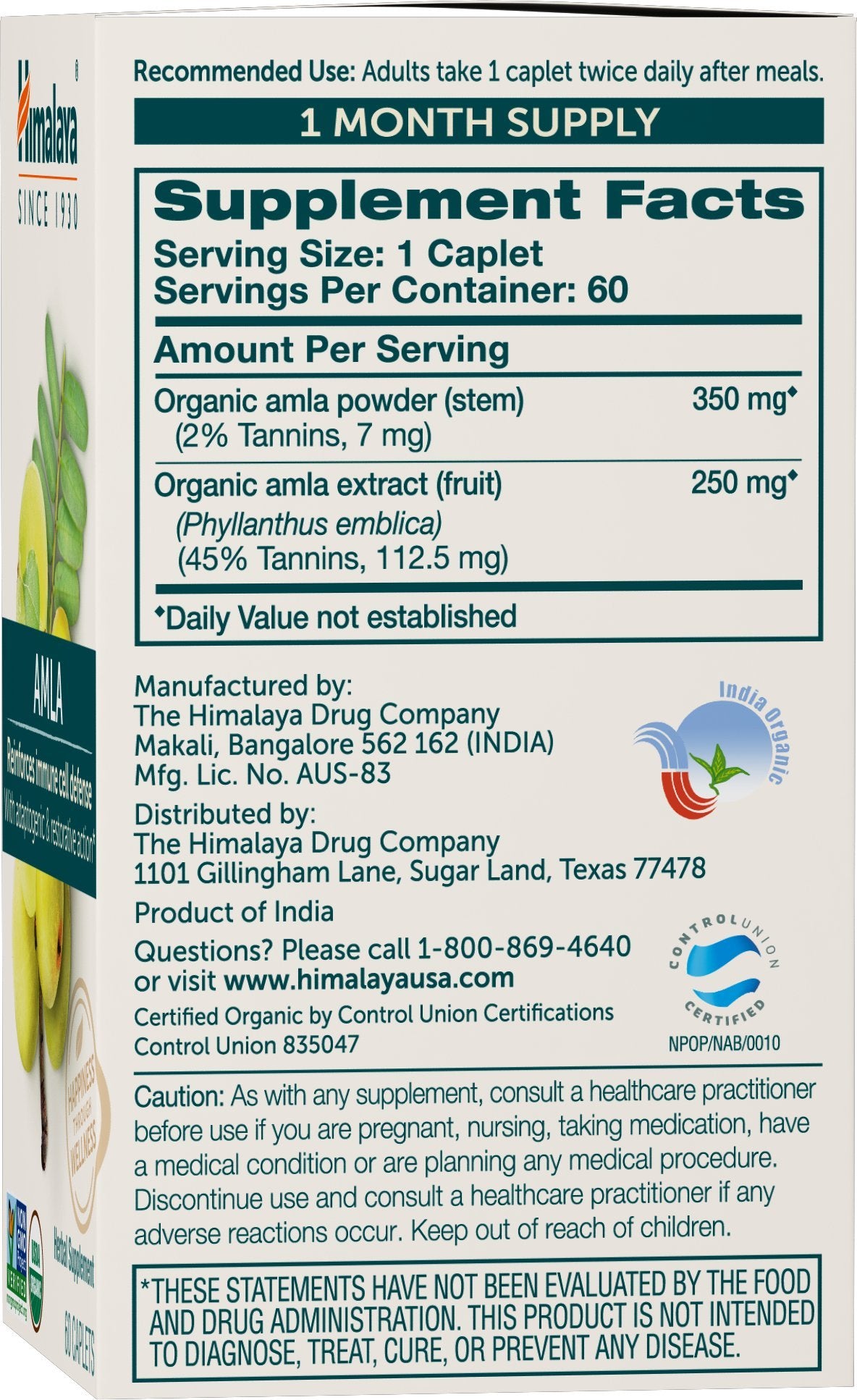 Himalaya Amla Bio 1200 mg 60 comprimés emballage