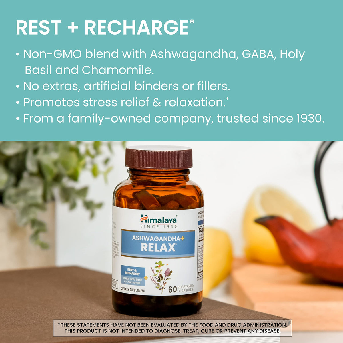 Himalaya Ashwagandha+ 540 mg capsules végétales, vue de haut