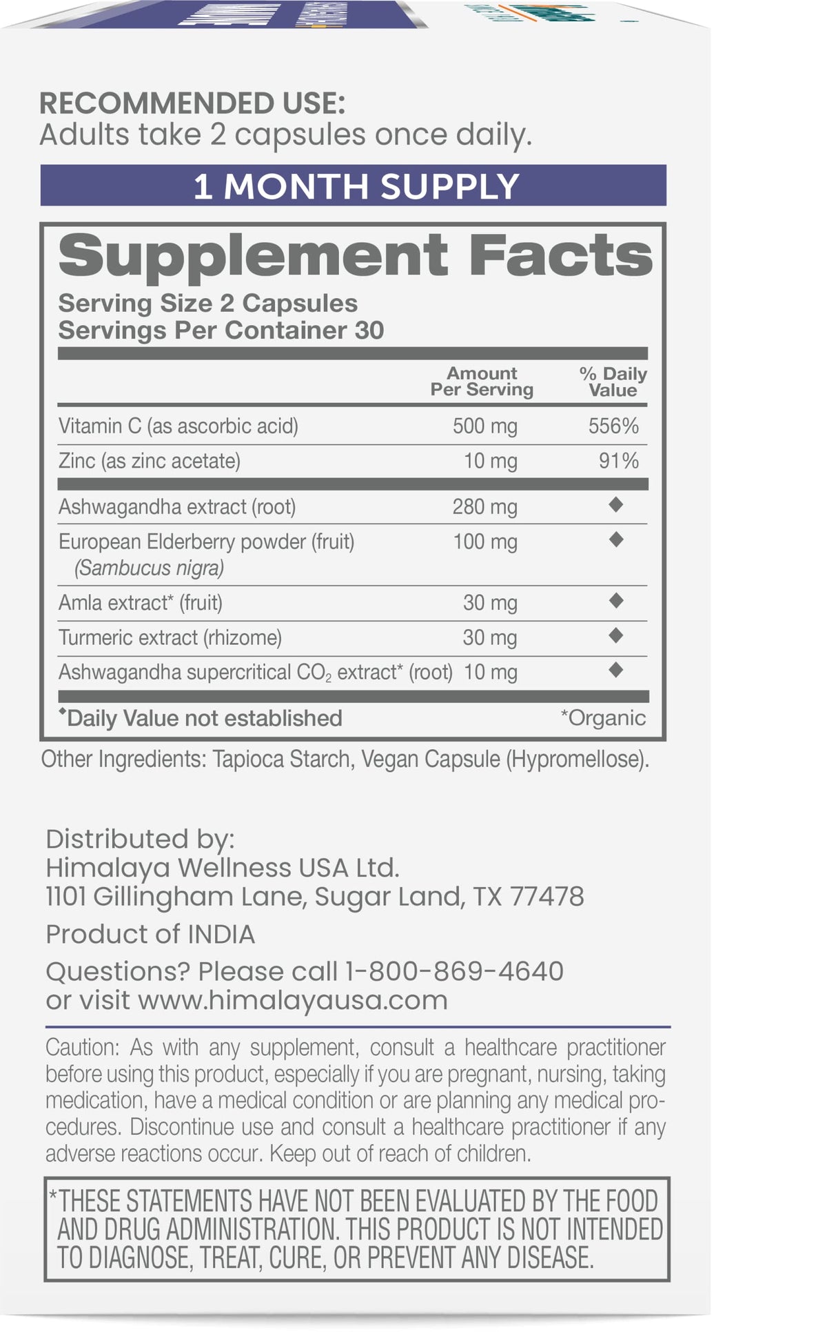 Himalaya Ashwagandha 960 mg 60 capsules emballage