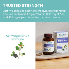 Himalaya Ashwagandha 960 mg 60 capsules sur une table en bois
