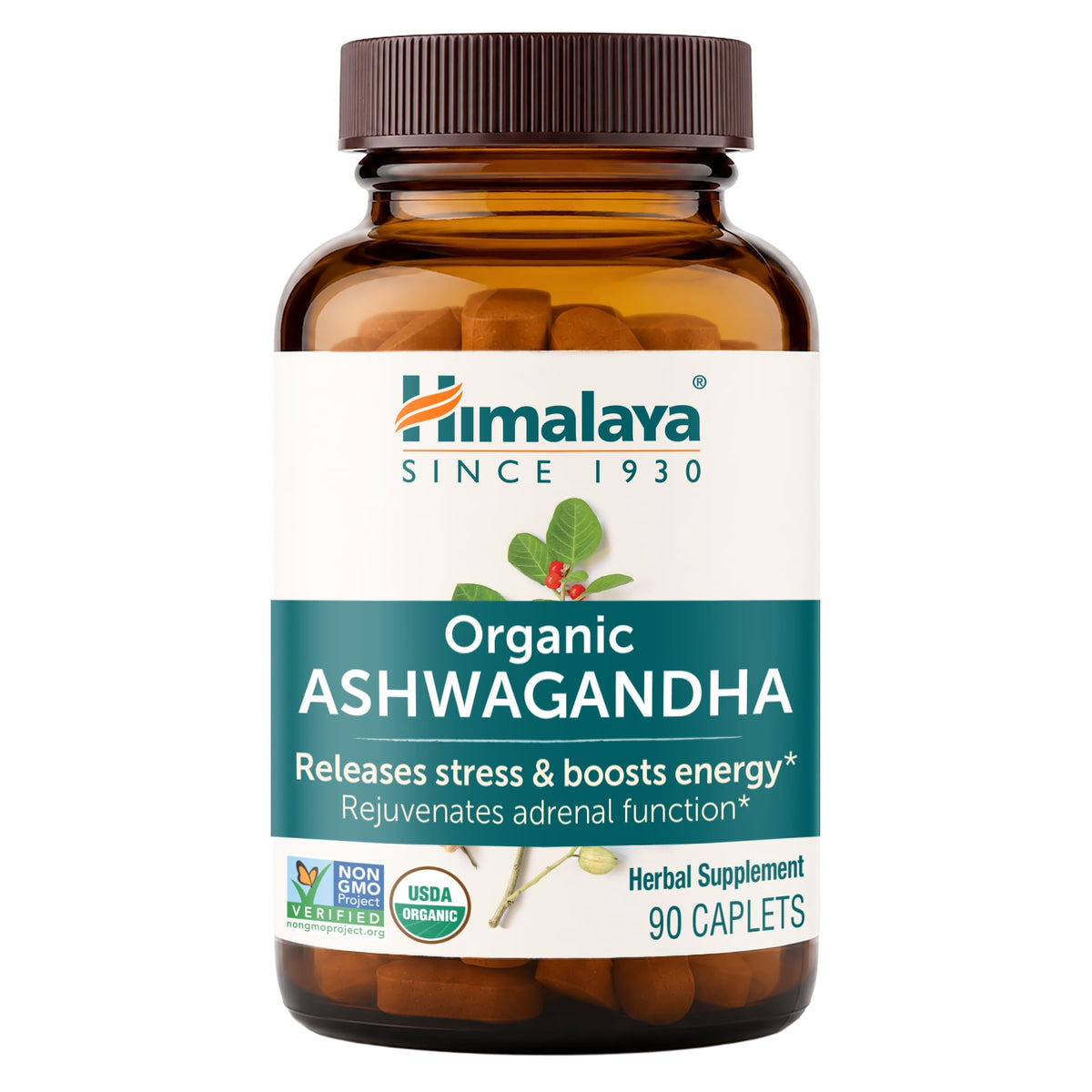 Himalaya Ashwagandha Bio 90 gélules, vue de face