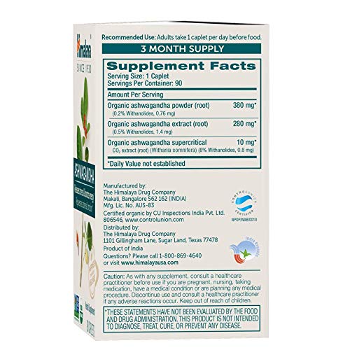 Himalaya Ashwagandha Bio, gélules avec des herbes en arrière-plan
