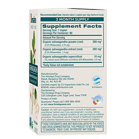 Himalaya Ashwagandha Bio, gélules avec des herbes en arrière-plan
