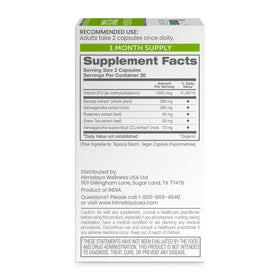 Himalaya Ashwagandha+ Focus 1690 mg vue arrière de l'emballage