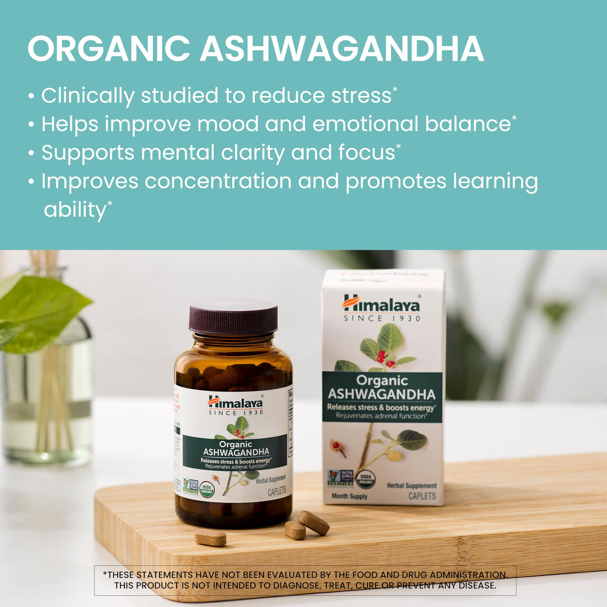 Himalaya Ashwagandha Racine Bio 60 comprimés packaging