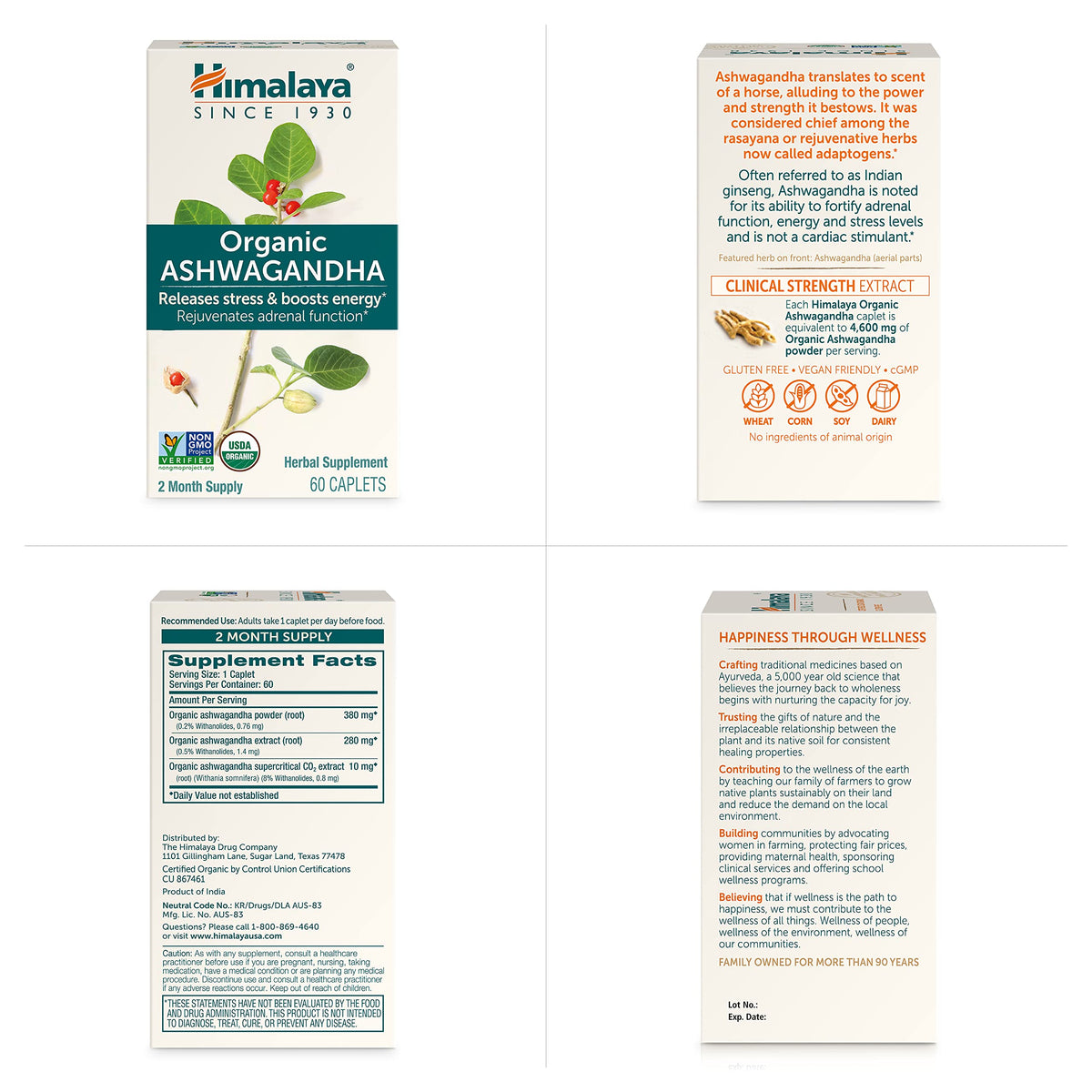 Himalaya Ashwagandha Racine Bio 670 mg avec des ingrédients naturels