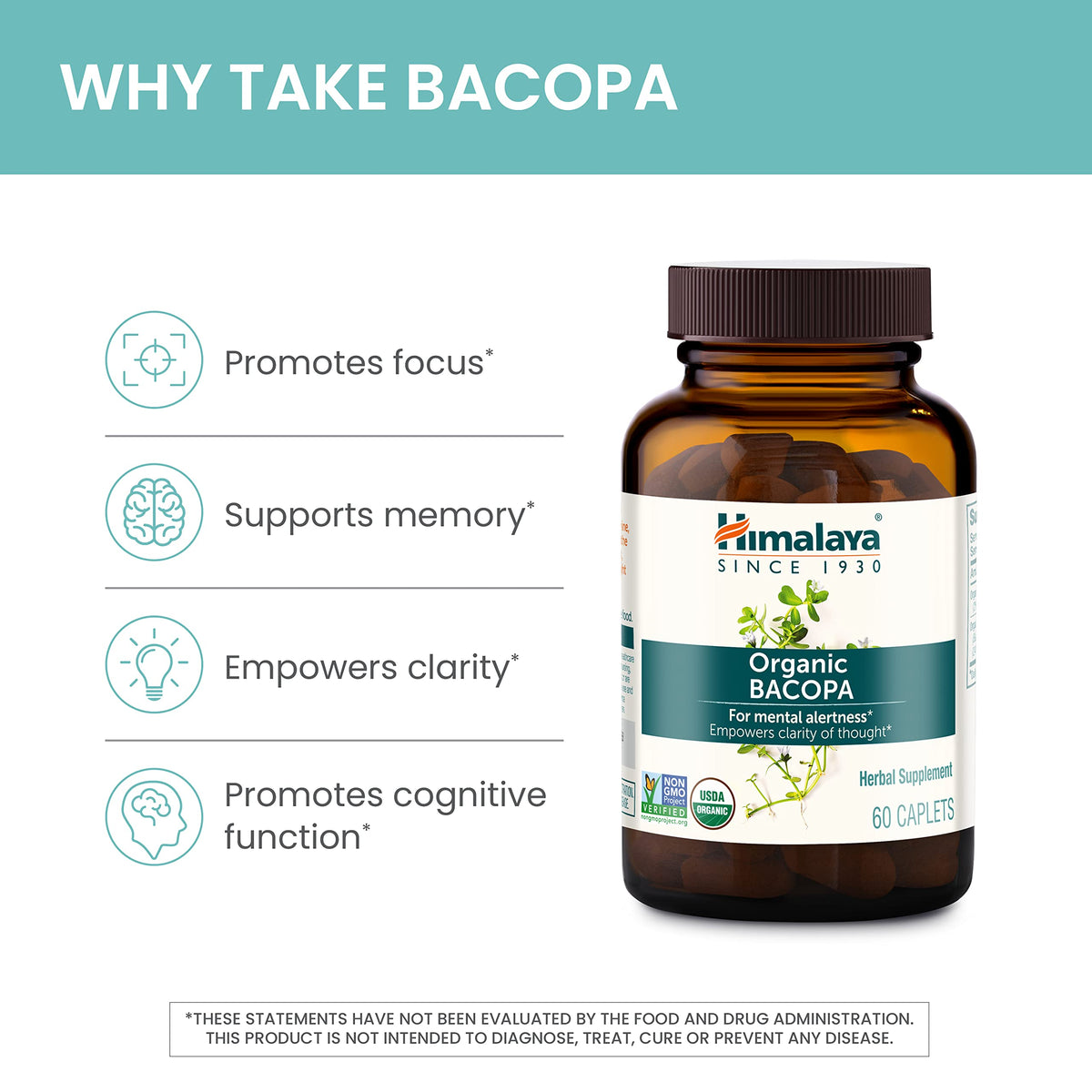 Himalaya Bacopa Monnieri 750 mg - comprimés sur une table