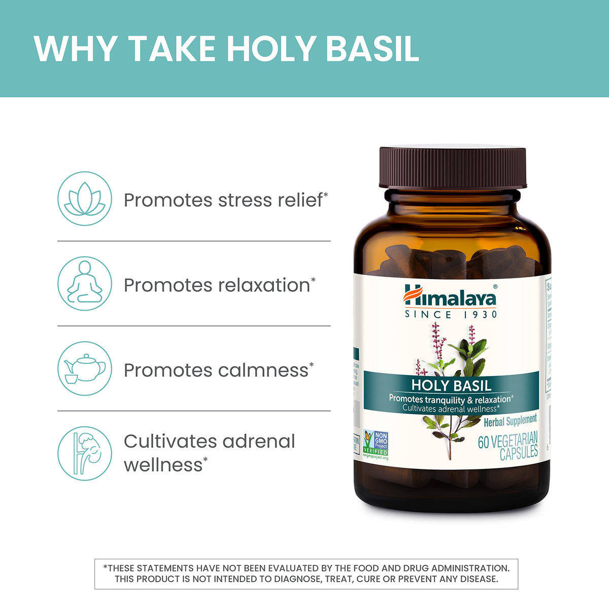 Himalaya Basilic Sacré 720mg 60 Capsules arrière