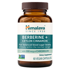 Himalaya Berberine 60 capsules vegan avec cannelle de Ceylan, vue avant
