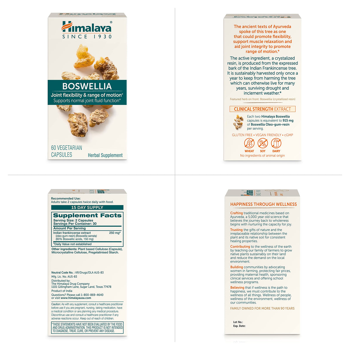 Himalaya Capsules Extrait de Boswellia 250 mg avec un verre d'eau