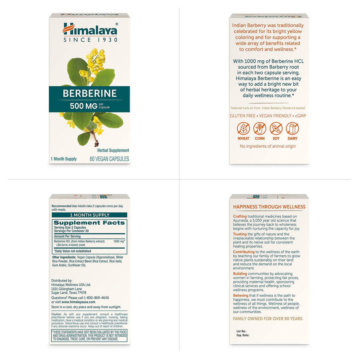 Himalaya Complément Alimentaire Berbérine 60 capsules avec ingrédients