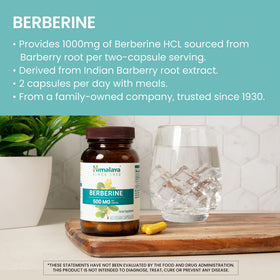 Himalaya Complément Alimentaire Berbérine 60 capsules sur fond blanc