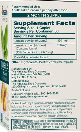 Himalaya Curcuma 95 Curcumine 600 mg 60 capsules - vue arrière