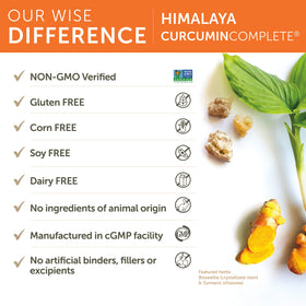 Himalaya Curcumin Complète 60 Capsules sur une table