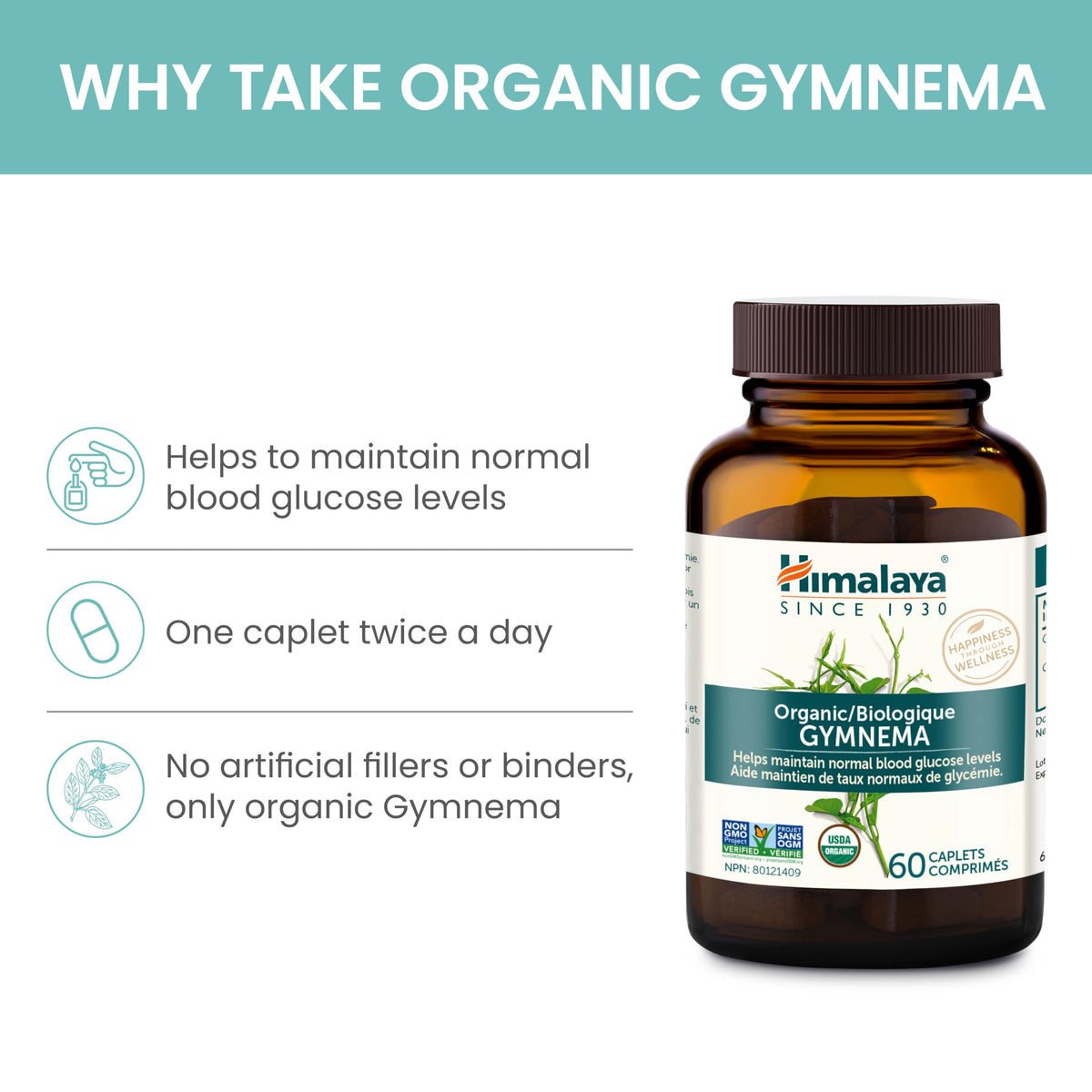 Himalaya Extrait de Gymnema Sylvestre 700mg, côté de l'emballage