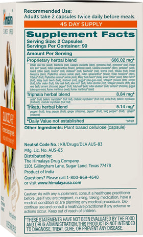 Himalaya GlucoCare 180 capsules vue arrière avec informations nutritionnelles