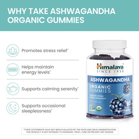 Himalaya Gommes d'Ashwagandha Bio, emballage avec informations nutritionnelles