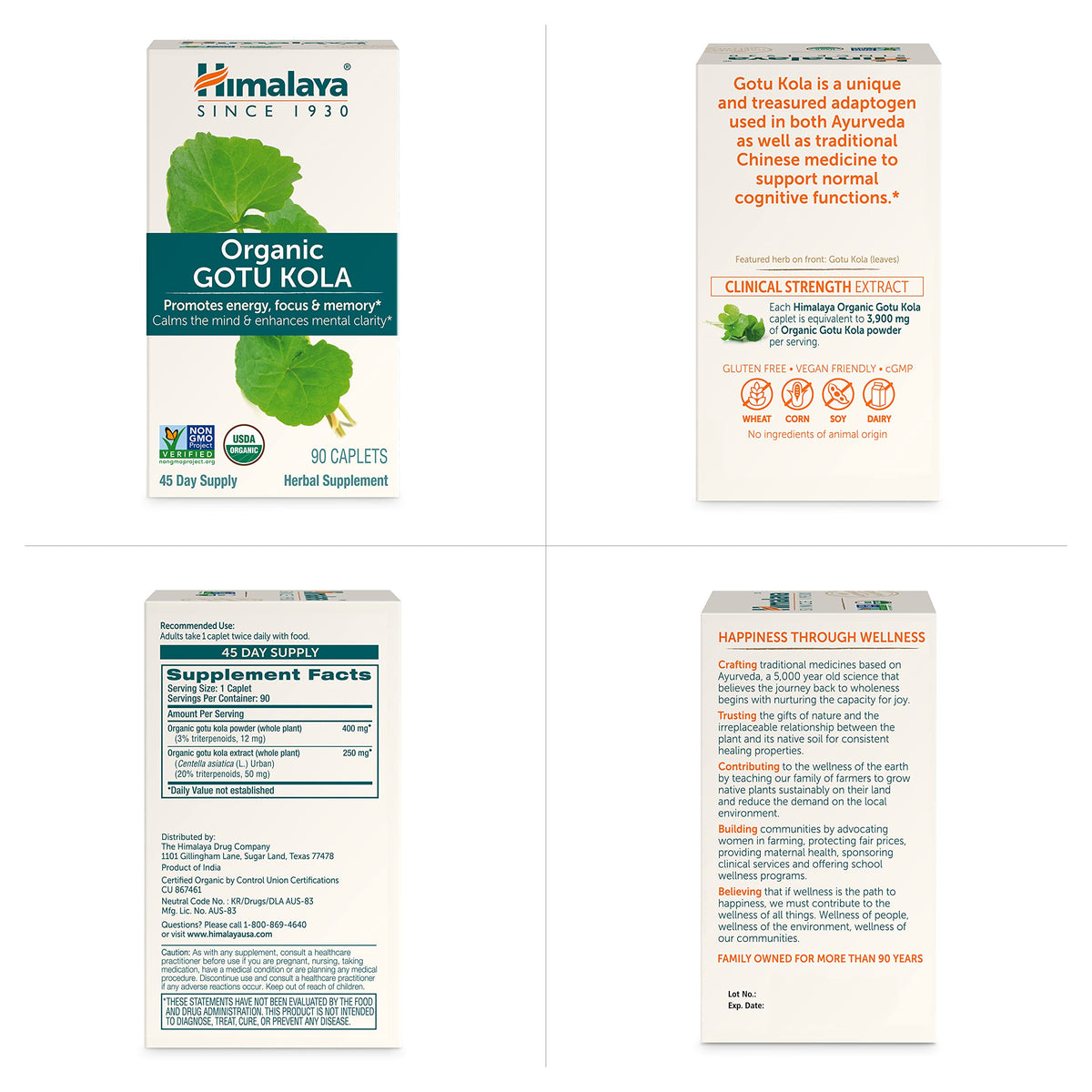 Himalaya Gotu Kola Capsules sur une table avec d'autres herbes