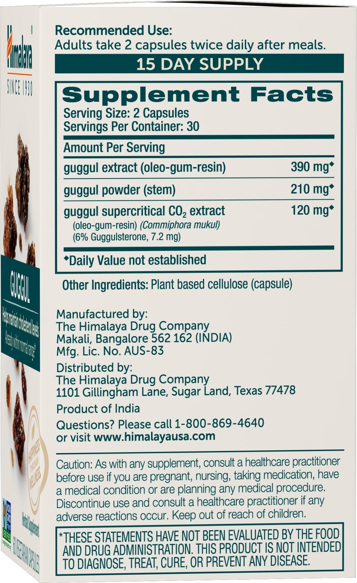 Himalaya Guggul 720 mg 60 capsules avec emballage
