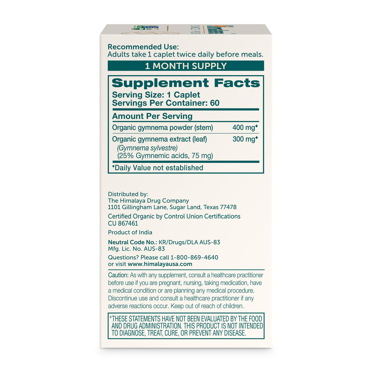 Himalaya Gymnema Sylvestre 700mg comprimés vue de dessus