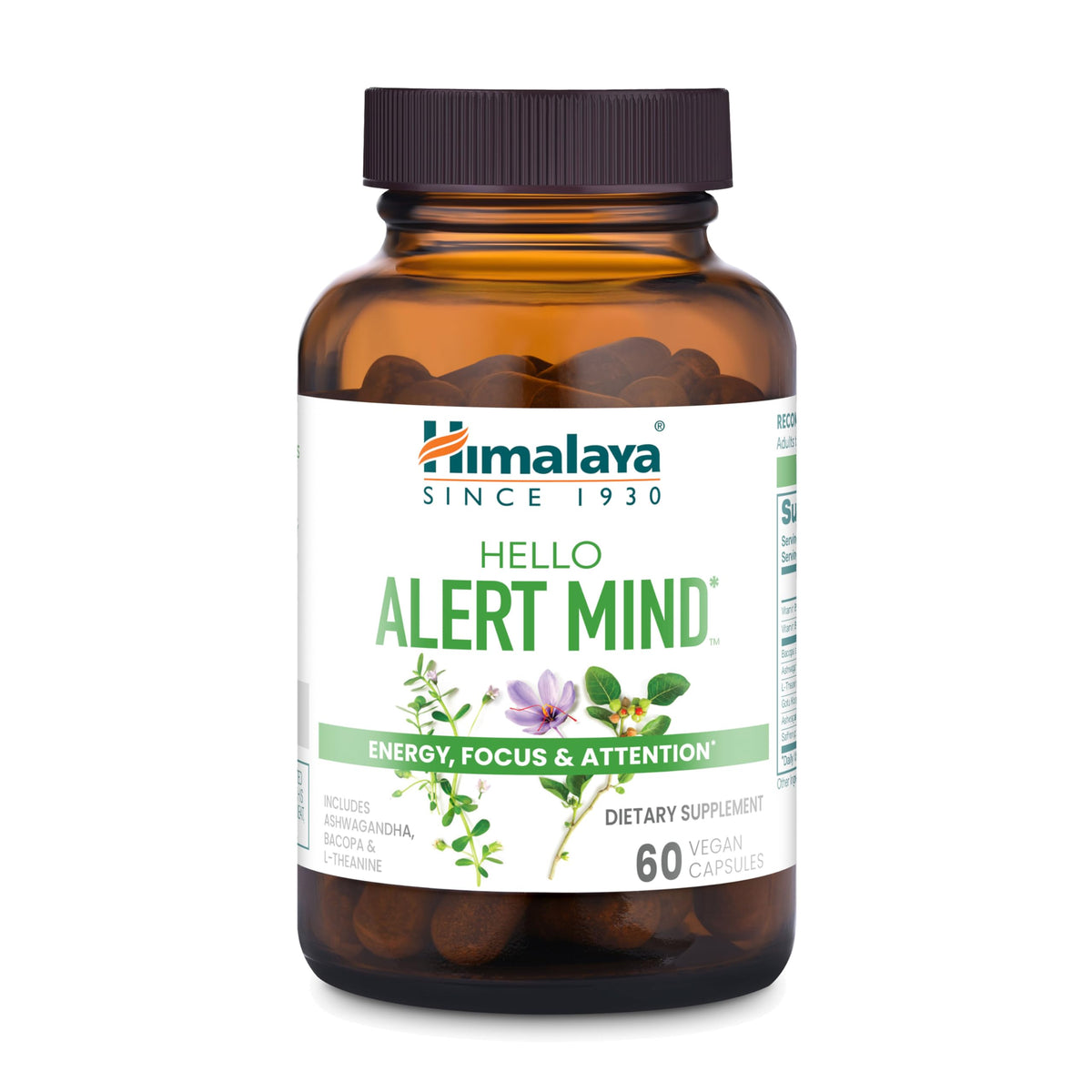 Himalaya Hello Alert complément alimentaire L-Théanine 60 gélules vue avant