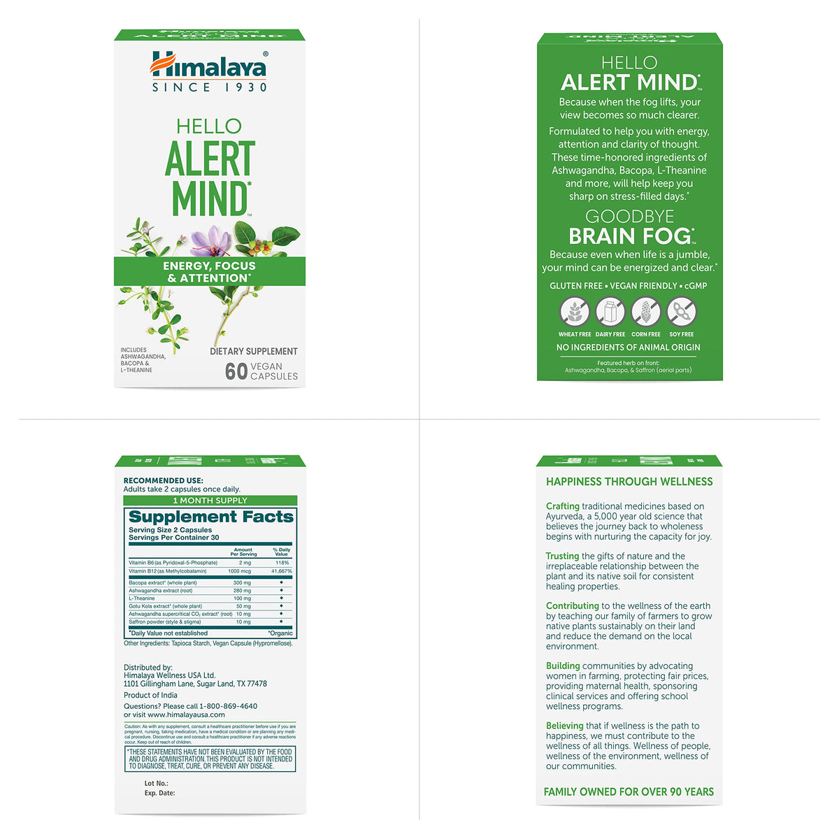 Himalaya Hello Alert L-Théanine avec description des bénéfices