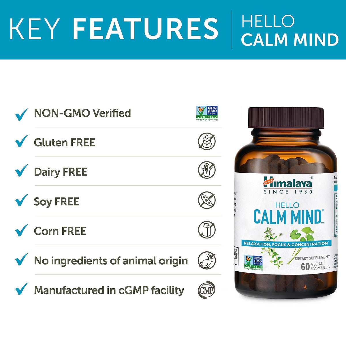 Himalaya Hello Calm Mind capsules en gros plan