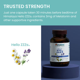 Himalaya Hello ZZZs 60 capsules avec un verre d'eau