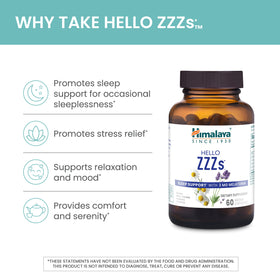Himalaya Hello ZZZs 60 capsules ouvertes montrant les capsules