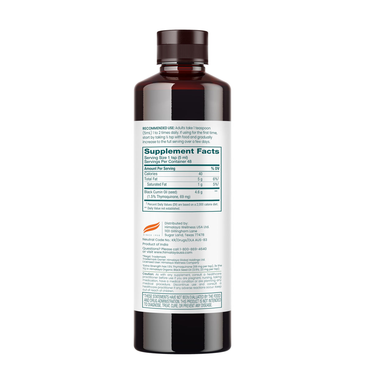 Himalaya Huile de Nigelle Extra Forte 240 ml étiquette