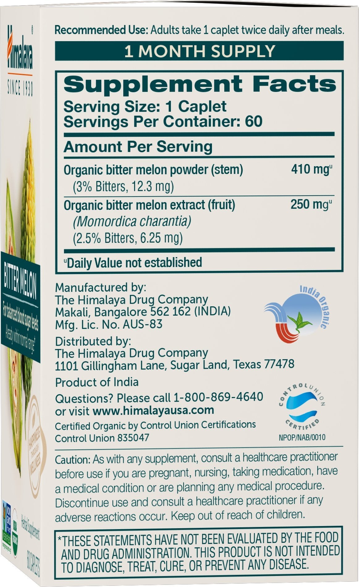 Himalaya Karela 660 mg capsules side view