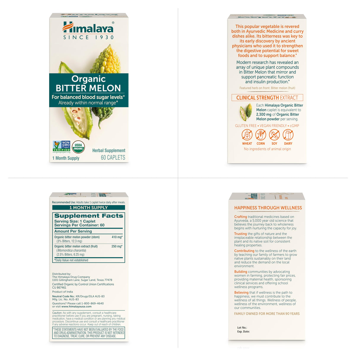 Himalaya Karela Capsules 660 mg, packaging et informations