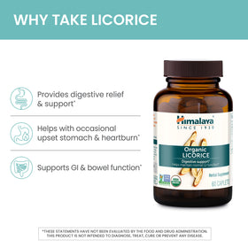 Himalaya Licorice Bio 60 comprimés, présentation sur une table