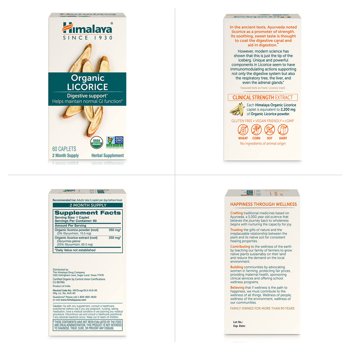 Himalaya Licorice Bio 60 comprimés, vue de côté
